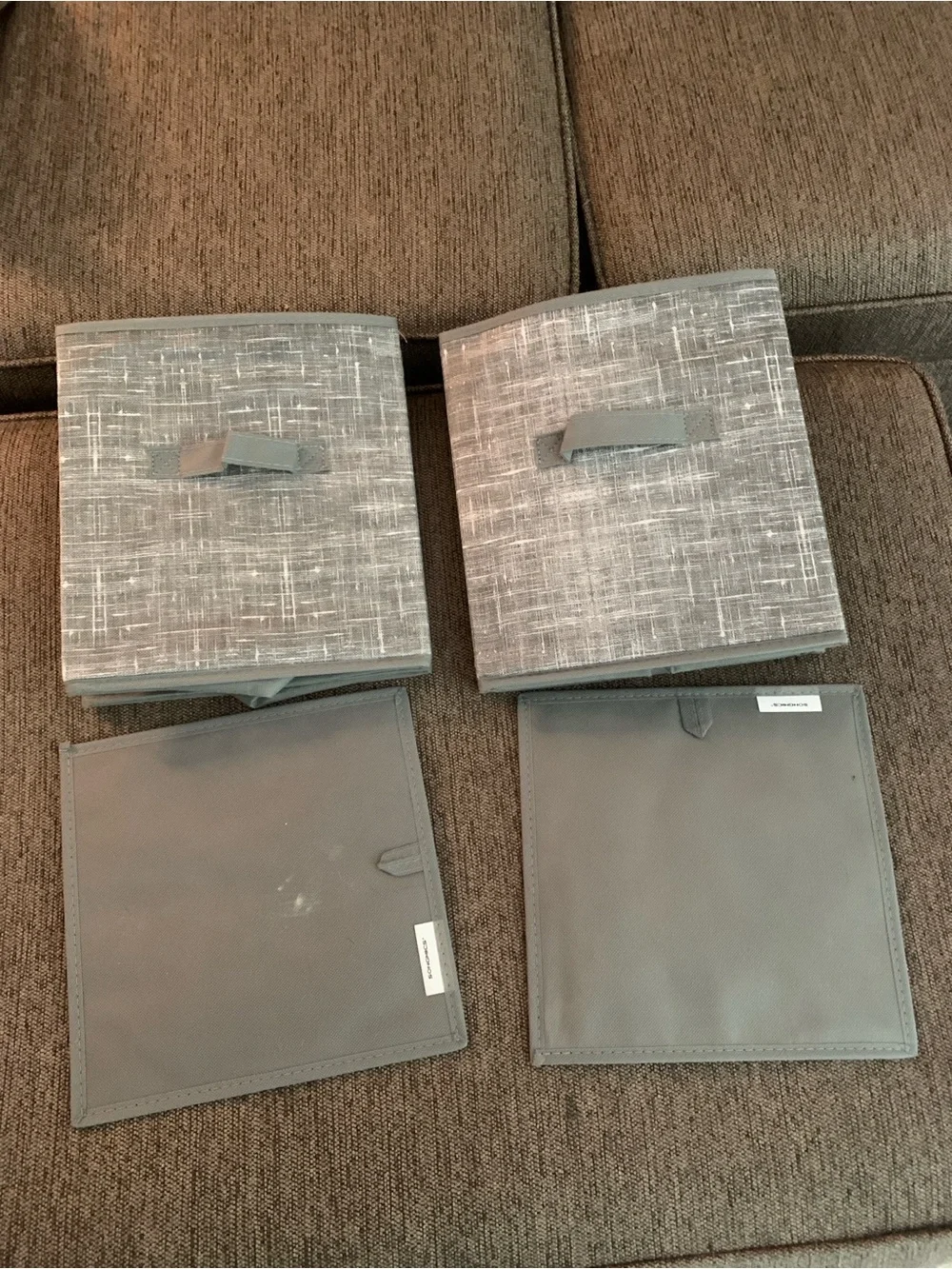 Songmics Gray Collapsible Fabric Storage Bins with Front Handles - Set of 2